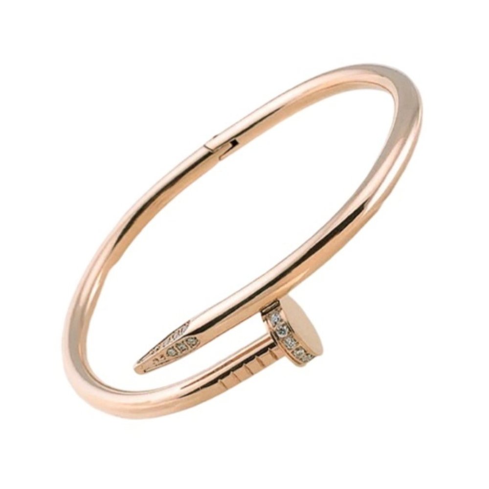 CZ Embellished Rose Gold Nail Bangle